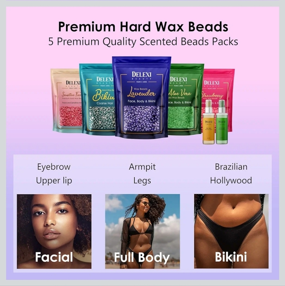 💅 Delexi Premium Waxing Kit - Smart-Heat Wax Warmer 41 Piece Set - Picture 8 of 8
